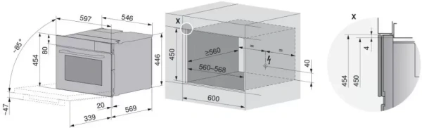 Встраиваемый комбинированный паровой шкаф V-ZUG CombiSteamer V6000 45M CSM6T-23041 (черное стекло)