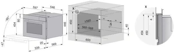 Встраиваемый паровой шкаф V-ZUG CombiSteamer V6000 45M CSM6T-23047 (черное стекло/без ручки)