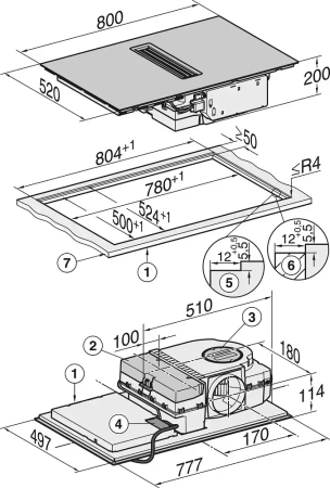 Варочная панель с вытяжкой Miele KMDA 7272 FL-U