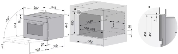 Встраиваемый комбинированный паровой шкаф V-ZUG CombiSteamer V6000 45M CSM6T-23041 (платиновое стекло)